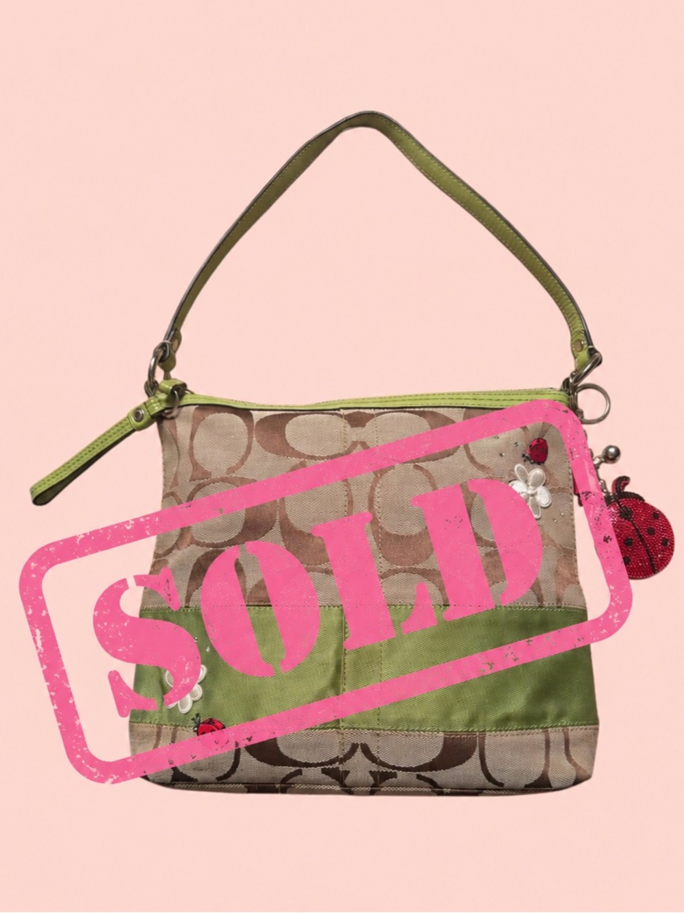 🐞SOLD!!!🐞 Coach Soho Signature C Jacquard Hobo bag in Lime Green